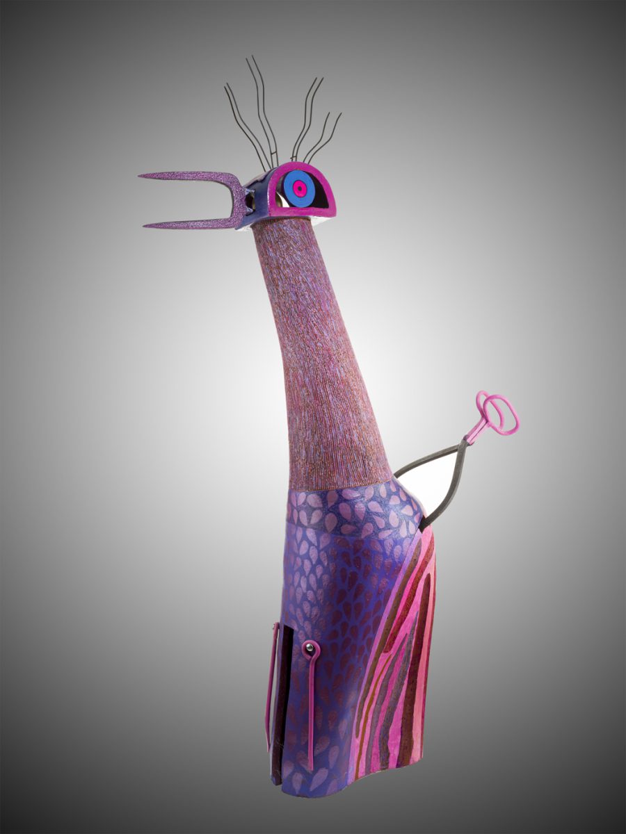 purple beak colorful tail merlin